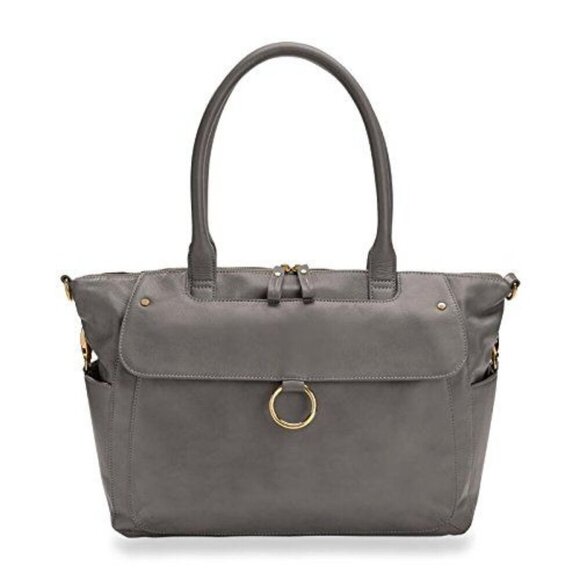 Levenger Sydney Satchel 2.0 Full Grain Leather Shoulder Purse AL13590 BK Gray - Picture 1 of 13